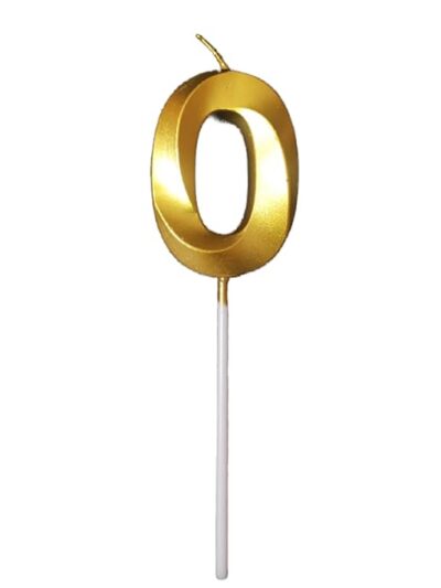 Number 0 Metallic Gold Candle for Birthday,Anniversary