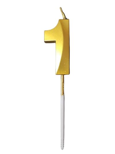 Number 1 Metallic Gold Candle for Birthday,Anniversary