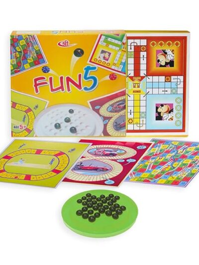 Five in One Fun Board Game | Brainvita, Ludo, Snake and Ladder, Racing and Cricket Board Games Set for Kids