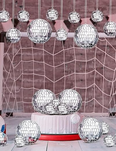 15 Pcs Hanging Mirror Disco Ball Glass Disco Ball ,Christmas Tree Decoration Balls Ornament Parties Decor(1.5 Inch, 2 Inch, 3.2 Inch).