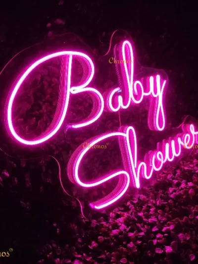 Mini Baby Shower Neon Sign Pink Light