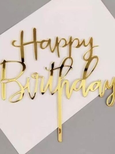 Happy Birthday Cake Topper Golden