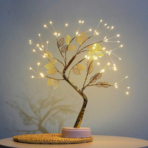 Bonsai Spirit Tree with Leaf And Fairy Lights Table Lamp | Warm White