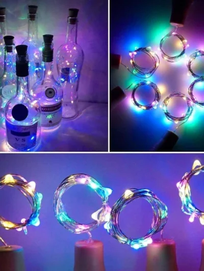 Copper Wire Fairy LED String Lights with Bottle Cork