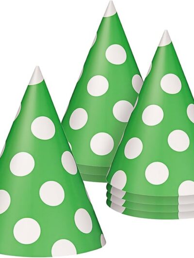 Green Colour Polka Dot Paper Cap 10pc