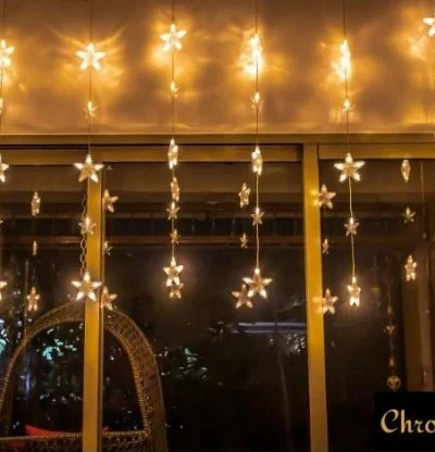 Star Curtain String Lights | 40 Stars | Warm White LED