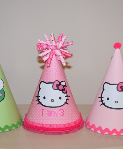 Hello Kitty Theme Paper Cap birthday baby hats, led party hat for birthday baby