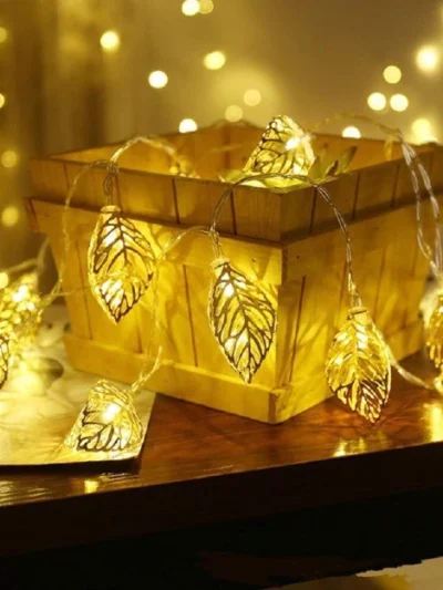 Metal Leaf Decorative String Lights - Warm White
