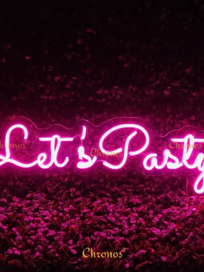 Mini Let's Party Neon Sign Pink Light