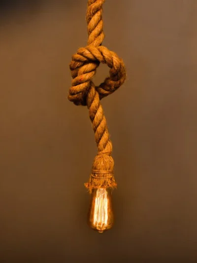 Jute Rope Bulb Hanging Pendant Light with E27 Bulb Holder