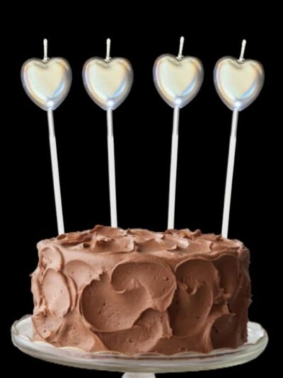 Heart Stick Silver Candle