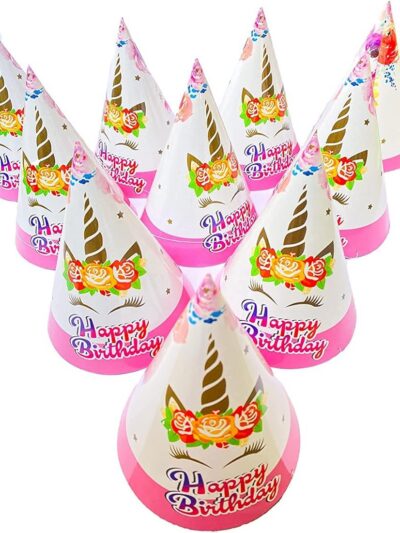 Unicorn theme birthday party hat Paper Caps10pc unicon theme birthday baby hats, led party hat for birthday baby