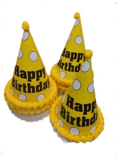 Yellow Colour Polka Dot Paper Caps 10pc