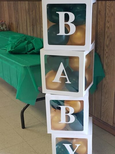 Emerald Green & Gold BABY Balloon Blocks Display