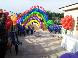 Vibrant Rainbow Theme Outdoor Balloon Arch Decoration